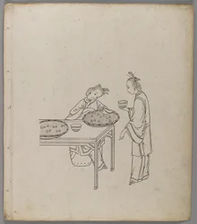Album med separata blad: Silk Cultivation and Production (bläck på papper) (se även 499289-303)
